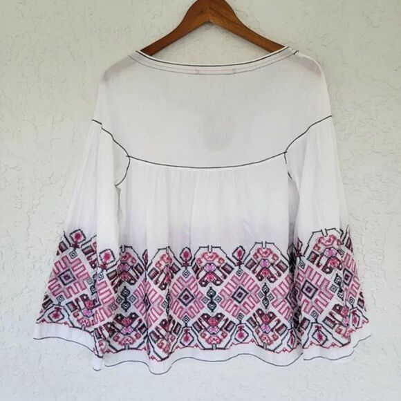 Chelsea & Violet Boho Embroidered Blouse Womans Size M White Multi‎ - Picture 7 of 14